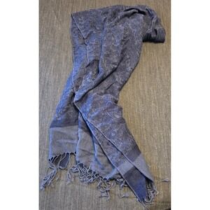 Pashmina Silk Blend Royal Blue Paisley Print Scarf Soft Wrap Shawl 67 X 27"